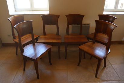 Six chaises en bois naturel hauteur 88 cm,...