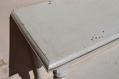 Console à deux plateaux en bois naturel peint...
