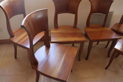 Six chaises en bois naturel hauteur 88 cm,...