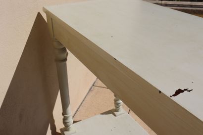 Console à deux plateaux en bois naturel peint...