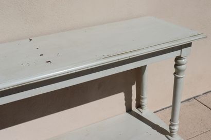 Console à deux plateaux en bois naturel peint...