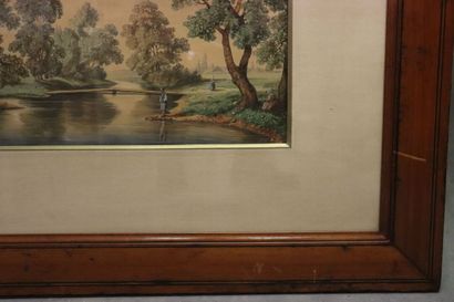 Alex GAUMEL (XIXe siècle), Vue sur rivière,...