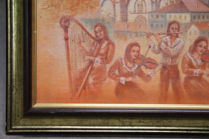 Jean DAPRAI (1929-2019), Les musiciens, huile...