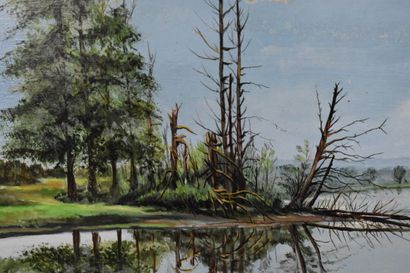 Marcel MAILLARD (1922), Recto : Vue sur rivière...