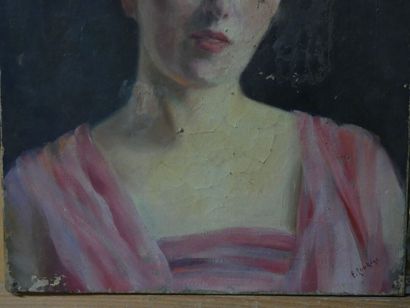 Elisabeth LOUKINE Portrait de femme, huile...