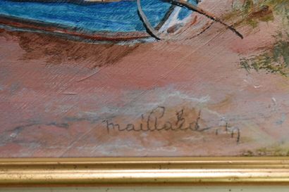 Marcel MAILLARD (1922), Bateaux en mer, huile...