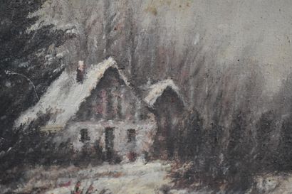 Lucien MICHON (1887-?). Paysage enneigé,...
