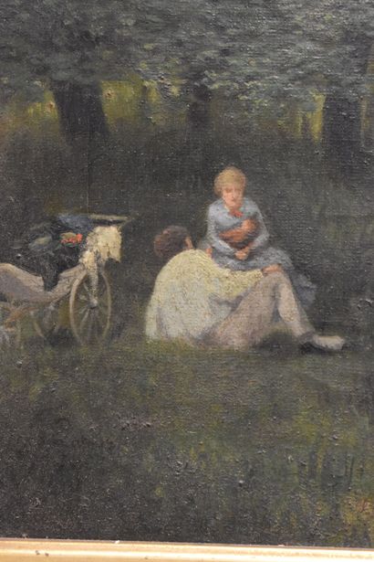 Scènes de parc. 
École du XIXe siècle. Pendant...