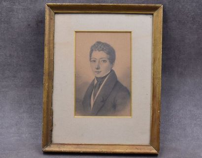 DUPRE. Portrait de jeune homme, crayon sur...