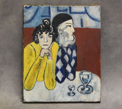 Pierrot et une femme
Ecole française du XXe...