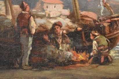 Louis BRETAGNE (XIXè siècle), Pêcheurs sur...