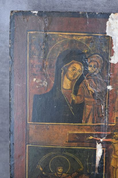 Christ en Croix entouré de quatre scènes,...