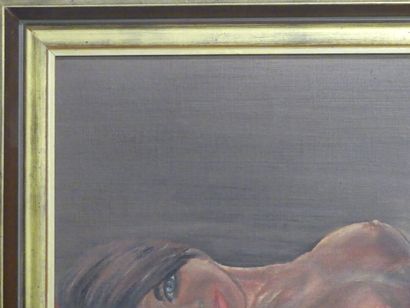 Pierre HOURIET (1933-). Nu allongé, huile...
