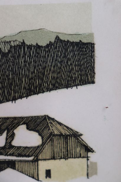 Pierre BICHET (1922-2008), Village sous la...