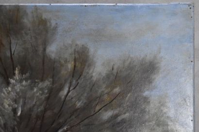 R.A HUET (XIX-XXe siècle), Arbres en bord...