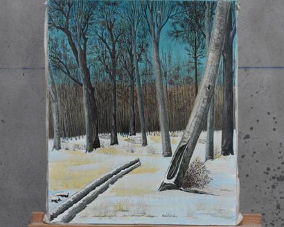 Marcel MAILLARD (1922), Bois enneigé, huile...