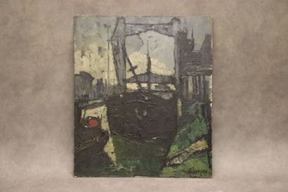 Raymond ELSEVIERS (1914-1999), Port, huile...