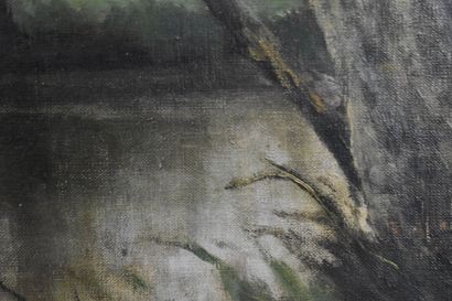 R.A HUET (XIX-XXe siècle), Arbres en bord...