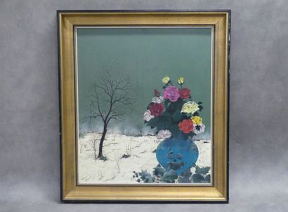 Luc GODAR (1942), Les Roses en hiver, huile...