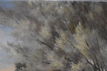 R.A HUET (XIX-XXe siècle), Arbres en bord...