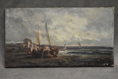 Louis BRETAGNE (XIXè siècle), Pêcheurs sur...