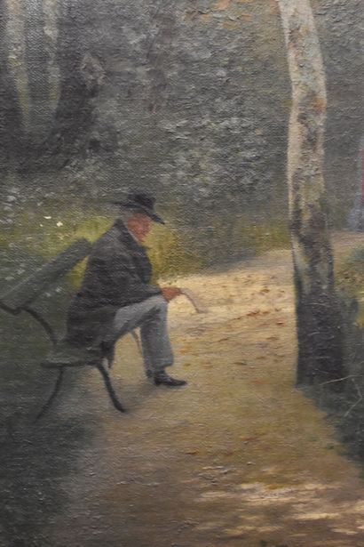 Scènes de parc. 
École du XIXe siècle. Pendant...