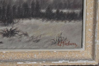 Lucien MICHON (1887-?). Paysage enneigé,...