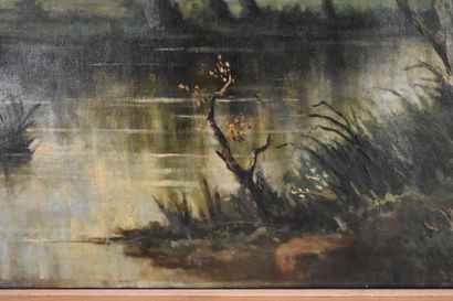 R.A HUET (XIX-XXe siècle), Arbres en bord...