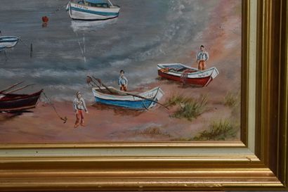 Marcel MAILLARD (1922), Bateaux en mer, huile...