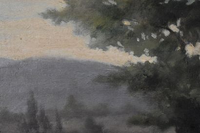 R.A HUET (XIX-XXe siècle), Arbres en bord...