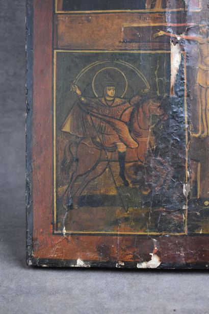 Christ en Croix entouré de quatre scènes,...