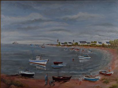 Marcel MAILLARD (1922), Bateaux en mer, huile...