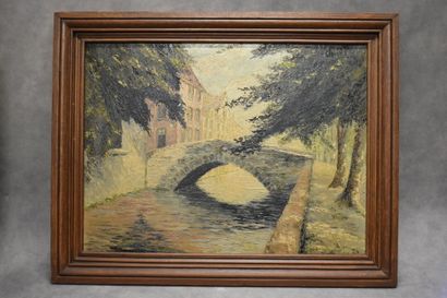Arthur DELTOUR (1909-1989), Pont en pierre,...