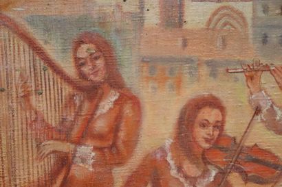 Jean DAPRAI (1929-2019), Les musiciens, huile...