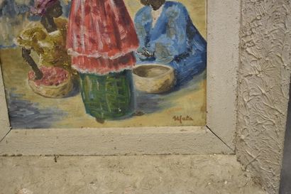 Ecole XXème siècle. Préparation du repas,...