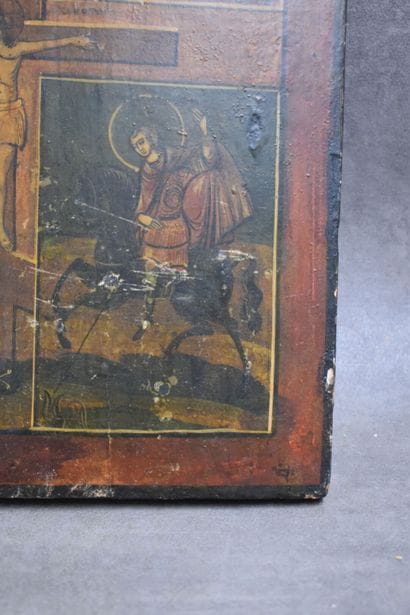 Christ en Croix entouré de quatre scènes,...