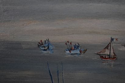 Marcel MAILLARD (1922), Bateaux en mer, huile...