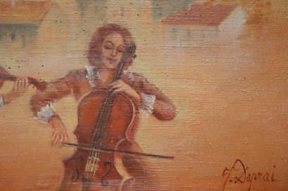 Jean DAPRAI (1929-2019), Les musiciens, huile...