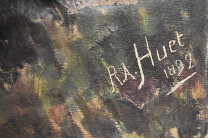 R.A HUET (XIX-XXe siècle), Arbres en bord...