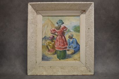 Ecole XXème siècle. Préparation du repas,...