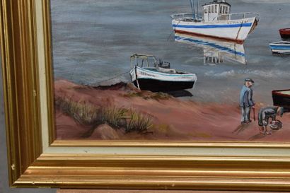 Marcel MAILLARD (1922), Bateaux en mer, huile...