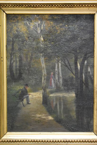 Scènes de parc. 
École du XIXe siècle. Pendant...