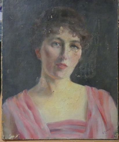 Elisabeth LOUKINE Portrait de femme, huile...