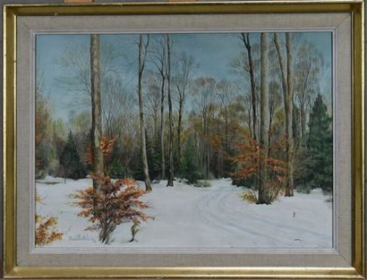 Marcel MAILLARD (1922), Sous-bois enneigé,...