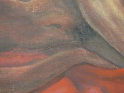 Pierre HOURIET (1933-). Nu allongé, huile...