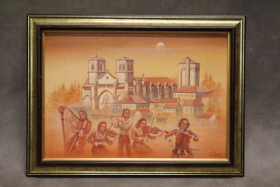 Jean DAPRAI (1929-2019), Les musiciens, huile...