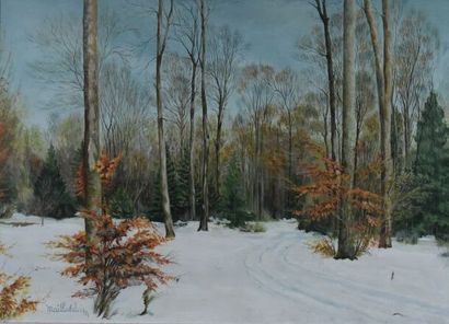 Marcel MAILLARD (1922), Sous-bois enneigé,...
