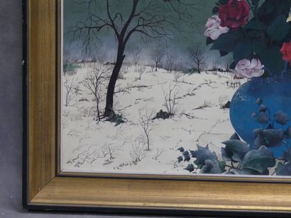 Luc GODAR (1942), Les Roses en hiver, huile...