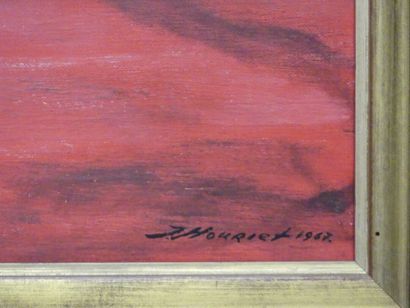 Pierre HOURIET (1933-). Nu allongé, huile...
