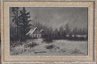 Lucien MICHON (1887-?). Paysage enneigé,...